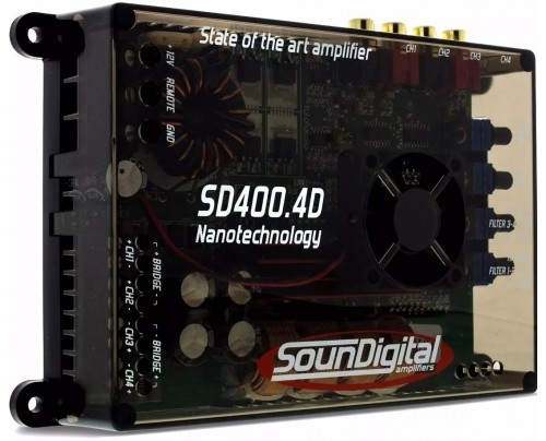 Módulo Amplificador Digital SounDigital SD400.4D - 4 Canais - 500 Watts RMS + RCA